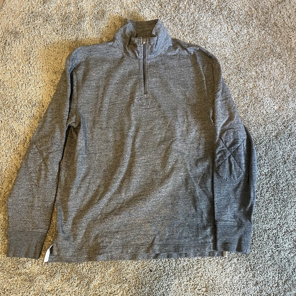 J Crew 1/4 Sleeve Pullover Men's‎ Medium Elbow Patches Preppy Heather Gray